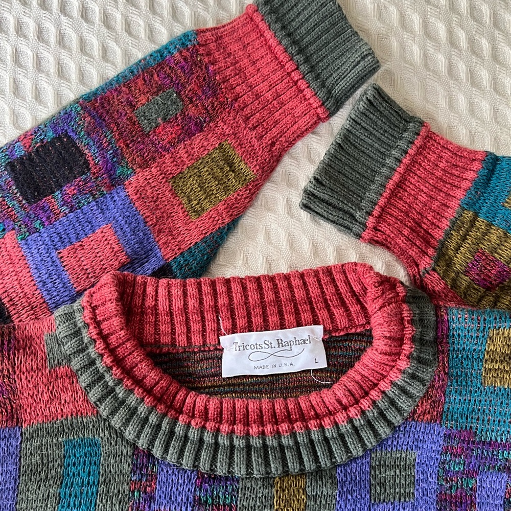 Funky 90’s Grandpa Sweater (Tricots St. Raphael)